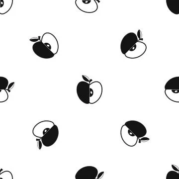 Sliced apple pattern seamless black Stockillustratie