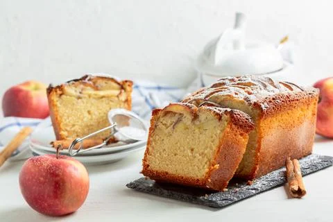 Sliced apple pie close-up. Stock Photos