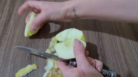  Sliced Of Apple On The Table  Stock Footage 152650384