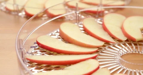 Sliced of apple on tray Stock Footage