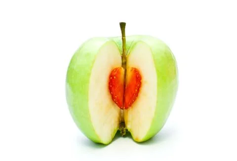 Sliced apple on white background Stock Photos