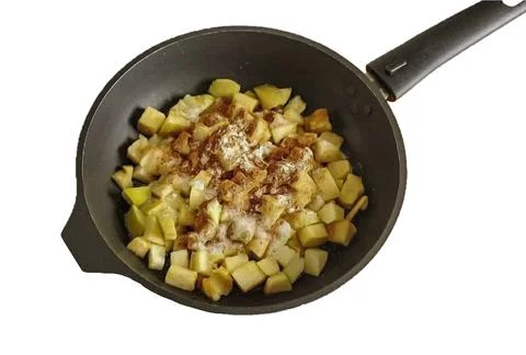 Sliced ​​apples in a pan 2 Stock Photos