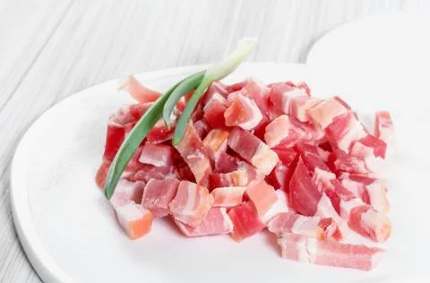 Sliced bacon on a cutting board Stock Photos
