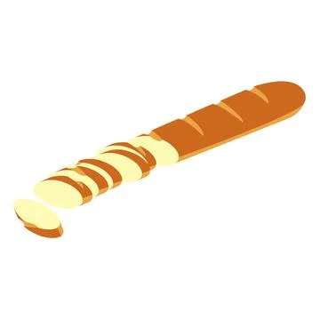 Sliced baguette colored 3d Stock Illustration