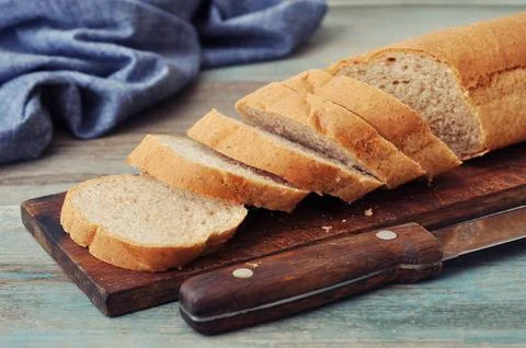 Sliced baguette Stock Photos