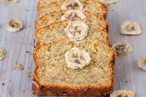 Sliced banana bread Stock Photos