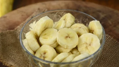 Sliced Bananas (4K; seamless loopable) Stock Footage