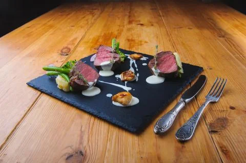 Sliced beef grilled Stock Photos