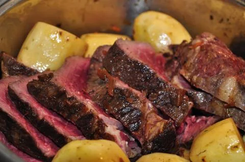 Sliced beef medium rare  temp Stock Photos