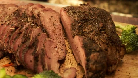 Sliced Beef Roll Left Stock Footage 147233344