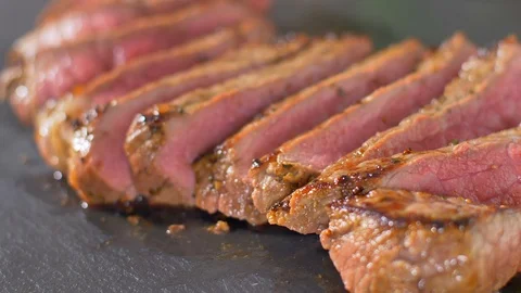 Sliced beef steak medium culinary Stock Footage 114076866