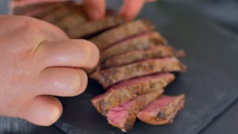Sliced beef steak medium culinary Stock Footage 114077728