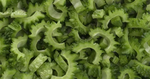 Sliced bitter gourd background. Stock Footage 280761081
