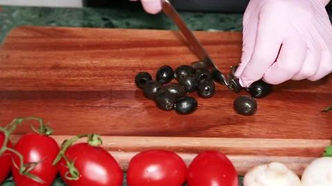 Sliced black olives Stock Footage 141767091