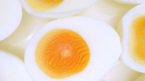 A Sliced ​​boiled eggs in close-up. Stock Footage 276690688