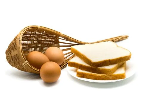 Sliced of bread and eggs Stock Photos