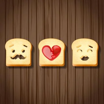 Sliced bread and strawberry jam with love symbol Stock Illustration
