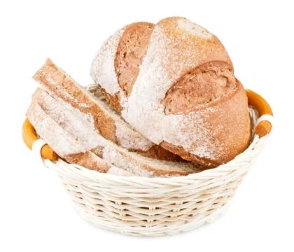 Sliced bread in basket Stock Photos