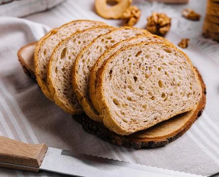 Sliced bread with beautiful decorations closeup Stock Photos