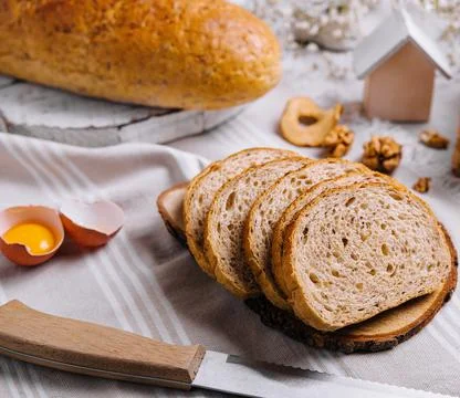 Sliced bread with beautiful decorations closeup Stock Photos