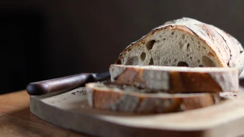 Sliced Bread On A Board Video stock 128309515