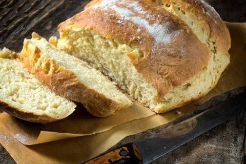 Sliced bread on the board Stock Photos