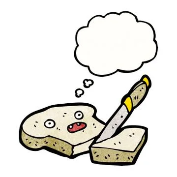 Sliced bread cartoon character Illustrazione stock