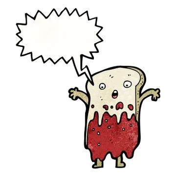 Sliced bread cartoon character Illustrazione stock