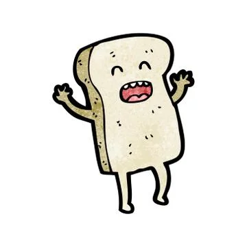 Sliced bread cartoon character Illustrazione stock
