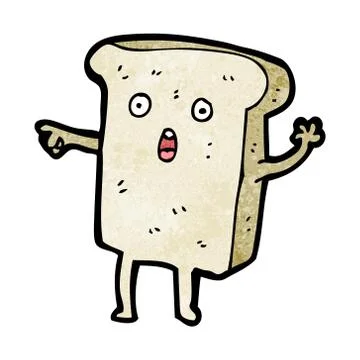 Sliced bread cartoon character Illustrazione stock