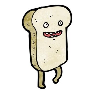 Sliced bread cartoon character Illustrazione stock