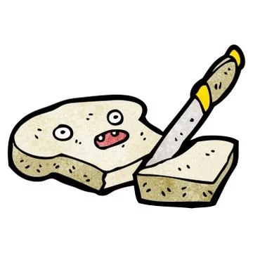 Sliced bread cartoon character Illustrazione stock