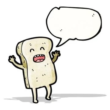 Sliced bread cartoon character Illustrazione stock