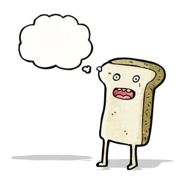 Sliced bread cartoon character Illustrazione stock