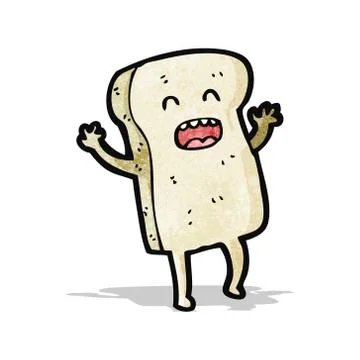 Sliced bread cartoon character Illustrazione stock