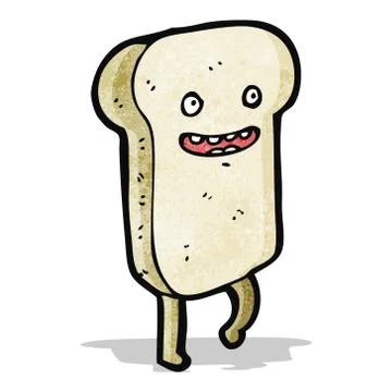 Sliced bread cartoon character Illustrazione stock
