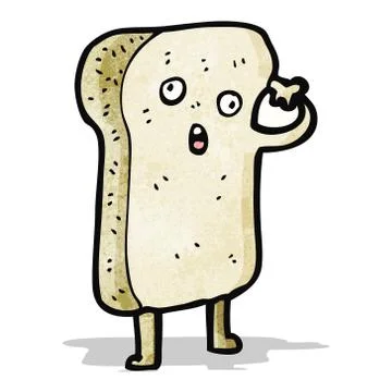 Sliced bread cartoon character Illustrazione stock
