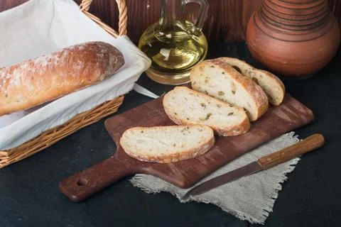 Sliced bread Ciabatta Stock Photos