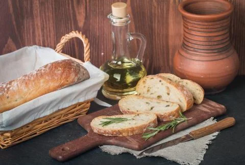 Sliced bread Ciabatta Stock Photos