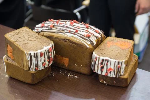 Sliced bread on the counter. Bakery Stock Photos