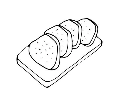 Sliced bread on a cutting board Stock Illustration