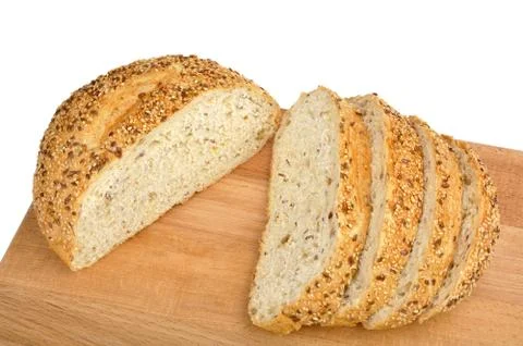 Sliced ??bread on a cutting board Stock Photos
