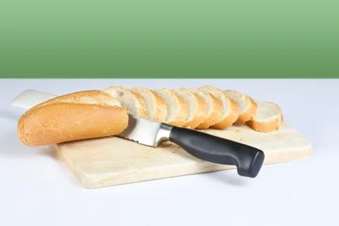 Sliced bread on cutting board Stock Photos