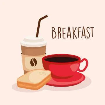 Sliced bread with delicious coffee cup 스톡 일러스트