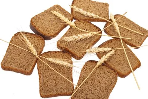 Sliced bread with ears Stock Photos