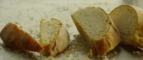 Sliced Bread Falling Stock Footage