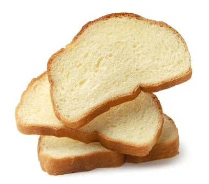 Sliced bread falling on a white background. Isolated Stock Photos