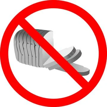 Sliced bread with a forbidden sign. Vector illustration. Illustrazione stock