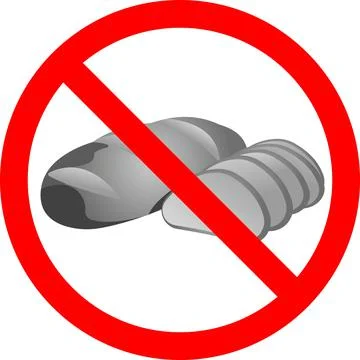 Sliced bread with a forbidden sign. Vector illustration. Illustrazione stock