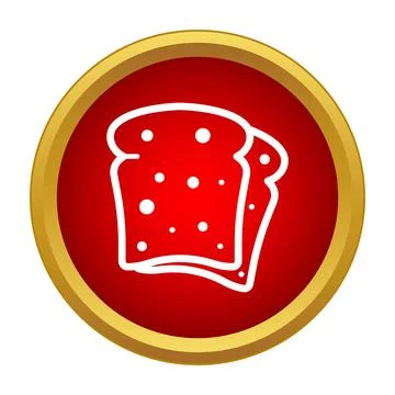 Sliced bread icon in red circle button 스톡 일러스트